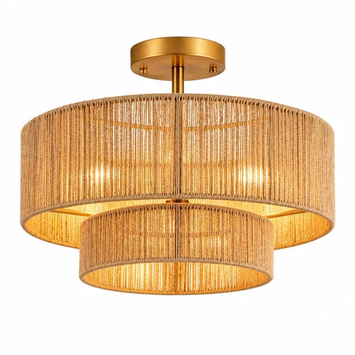 Burlap Boho Ceiling Lamp