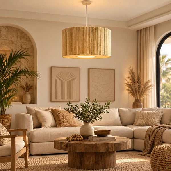 Burlap Boho Ceiling Lamp 115