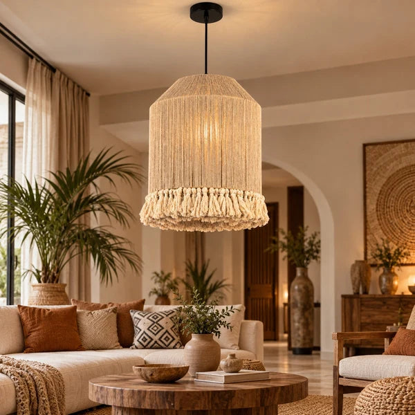 Burlap Boho Ceiling Lamp 120