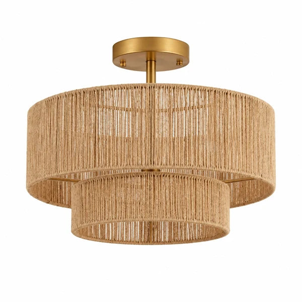 Burlap Boho Ceiling Lamp