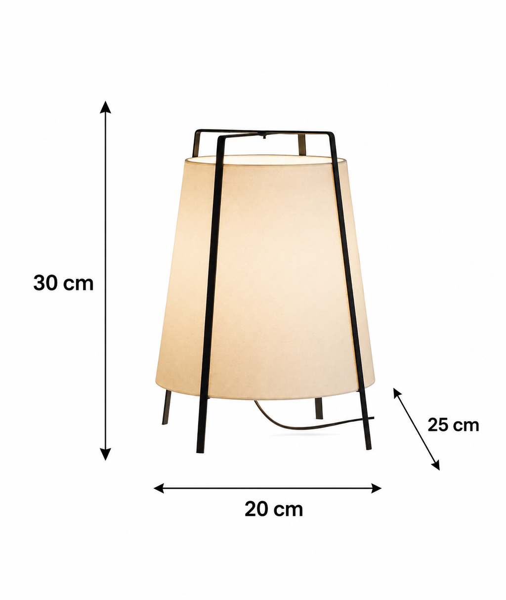Off-white metal and linen table lamp - White