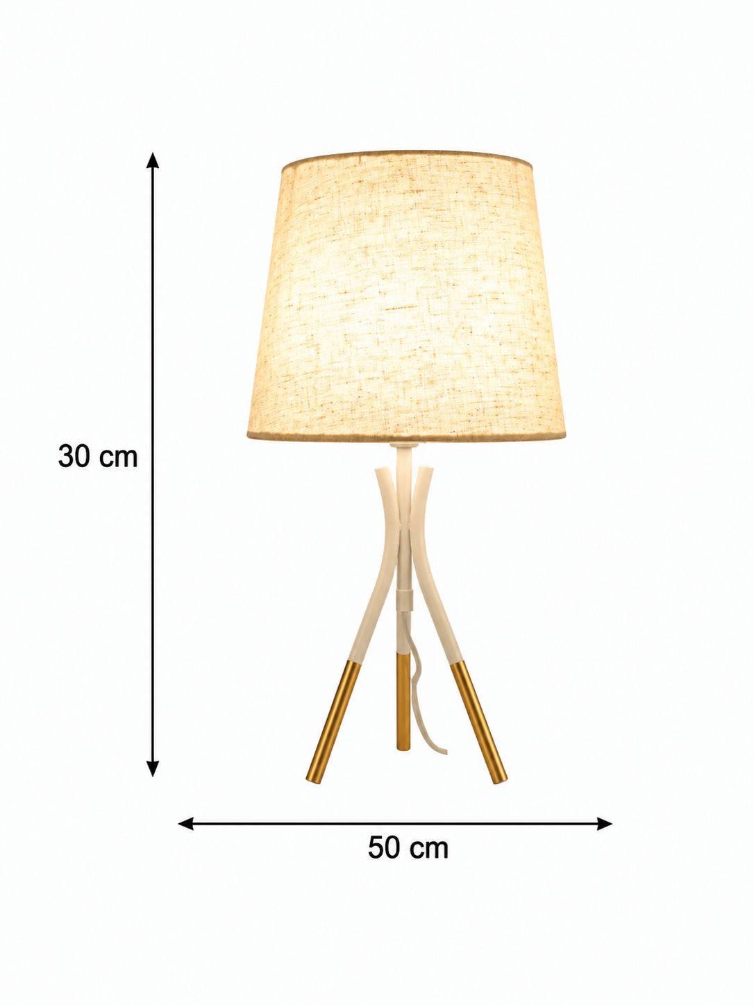 3-legged white and gold metal lamp