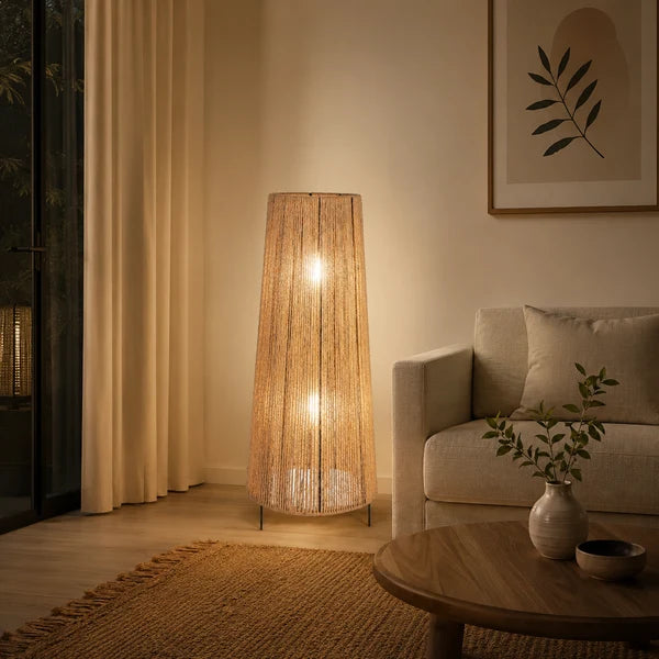 Burlap Boho Floor Lamp
