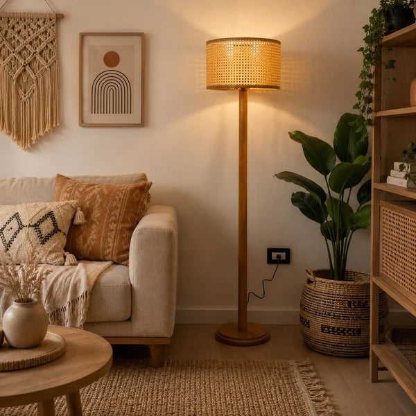 Rattan Boho Floor Lamp