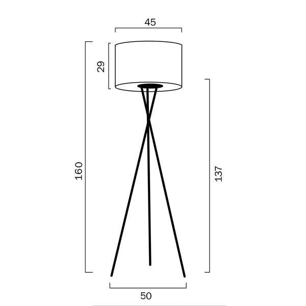 Iron floor lamp with black linen